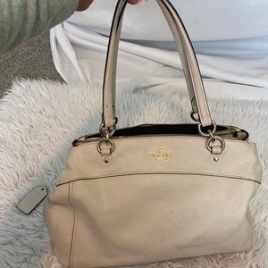 REAL COACH BAG CREAM WHITE MULTIPLE POCKETS AND ZIPPERS GOOD SHAPE